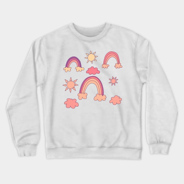 Rainbows and Sunshine - Pink Crewneck Sweatshirt by monitdesign